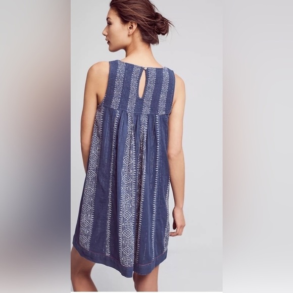 Anthropology Akemi+Kin Embroidery Blue Morten Mini Dress - Picture 3 of 9
